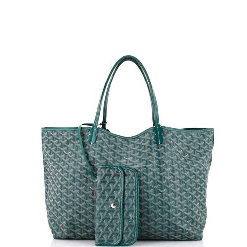 Pre-owned Goyard  Goyard Saint Louis Tote Coated Canvas Xxl In Green