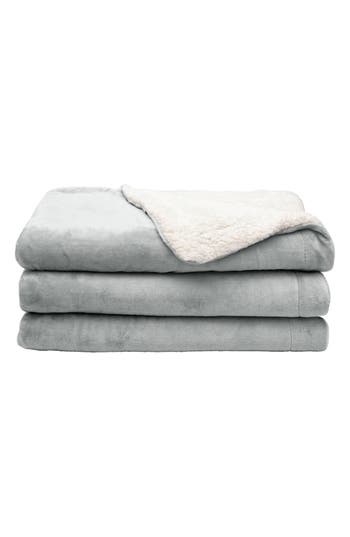Woven & Weft Faux Shearling Reversible Blanket In Gray