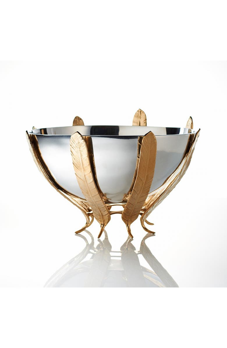 Lunares Feather Pedestal Bowl, Main, color, Gold