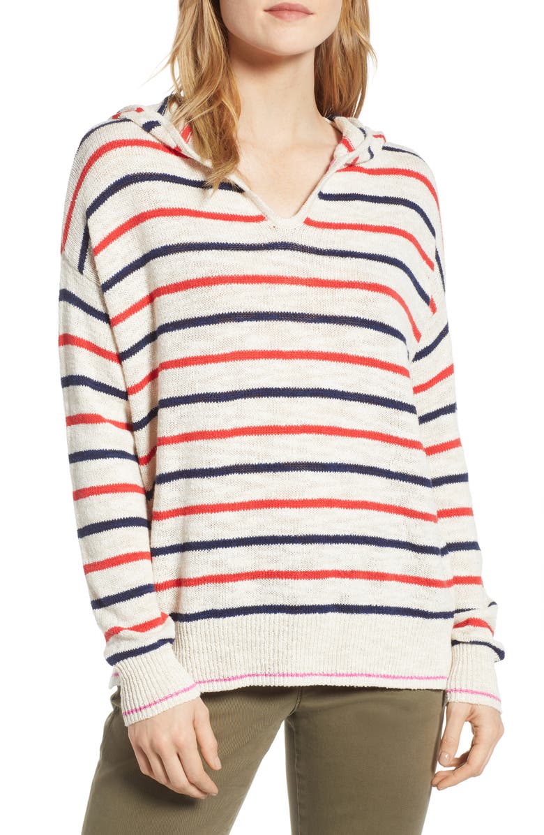 Lou & Grey Striped Hoodie Sweater, Main, color, 