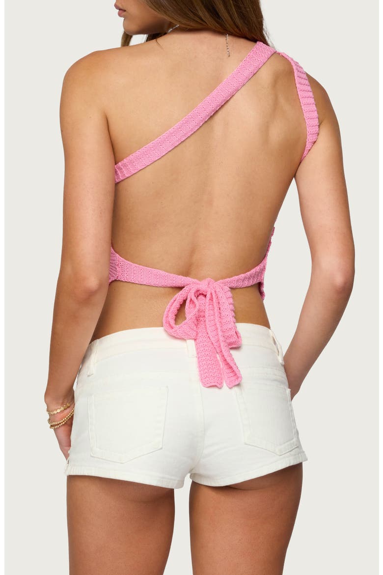 Codi Asymmetric One-Shoulder Open Back Knit Top, Alternate, color, PINK