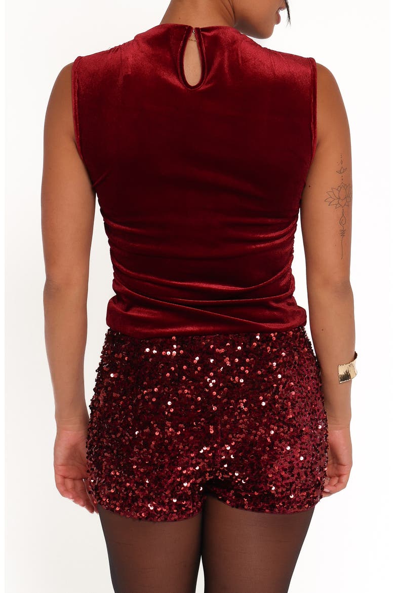Nissa Ruched Velvet Top, Alternate, color, BURGUNDY
