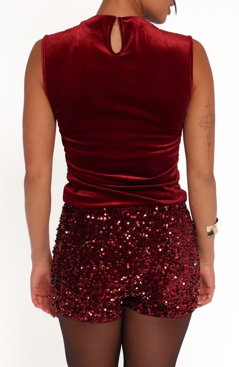 Petal & Pup Nissa Ruched Velvet Top, Alternate, color, Burgundy