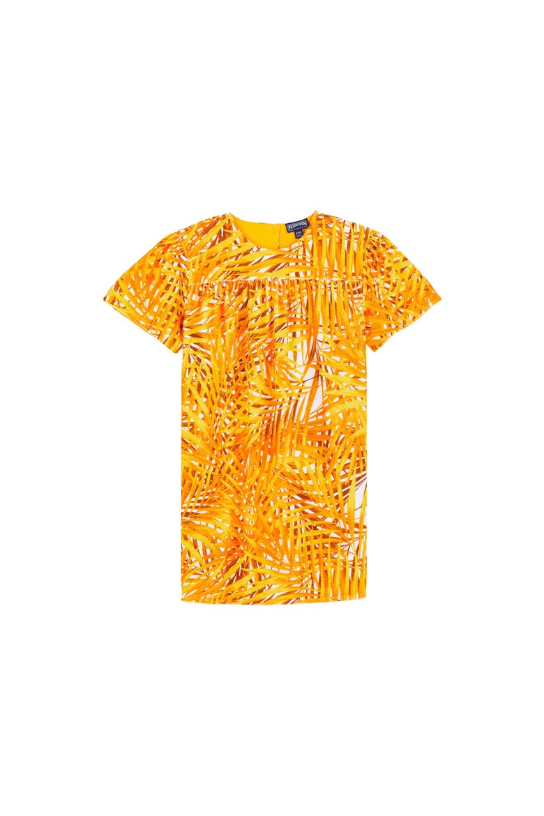 Kids' Palm Leaves Printed Terry Dress, Main, color, MANGUE