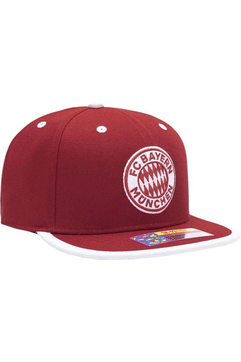 Men's Red Bayern Munich Tape Snapback Hat, Alternate, color, Red