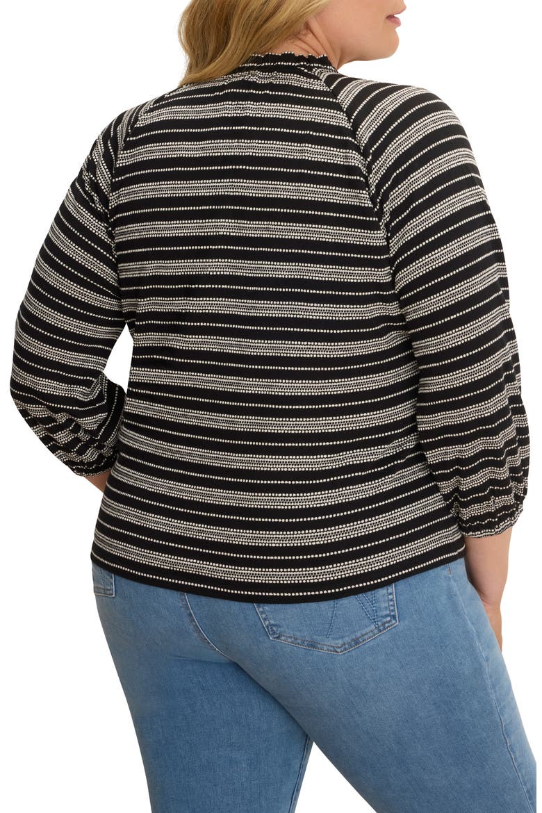 Jacquard Dot Stripe Knit Cotton Top, Alternate, color, BLACK MULTI