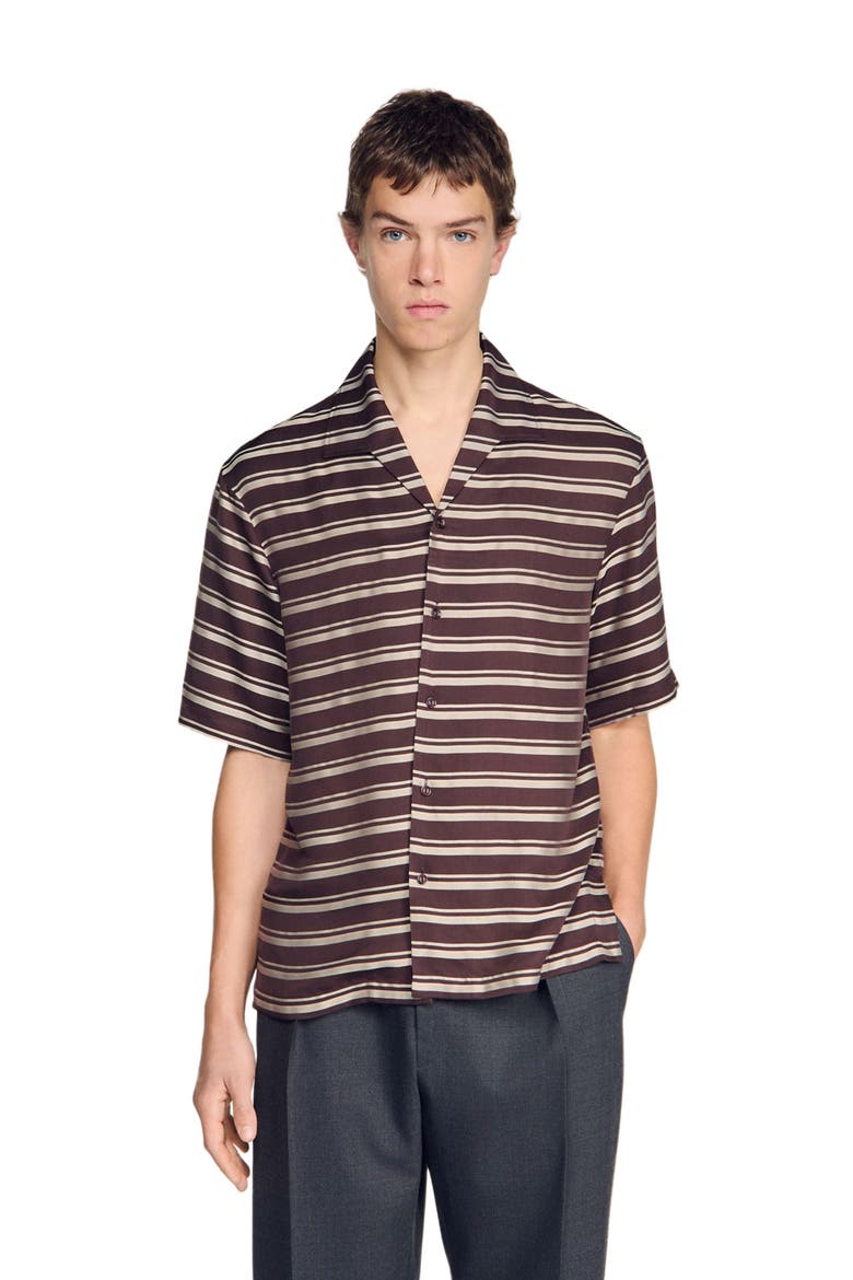 Striped boat neck shirt, Alternate, color, Chocolate