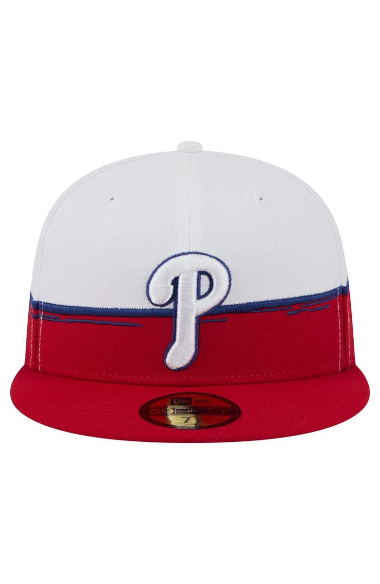 New Era Men's New Era Red/White Philadelphia Phillies Paint Stroke 59FIFTY Fitted Hat, Alternate, color, Red