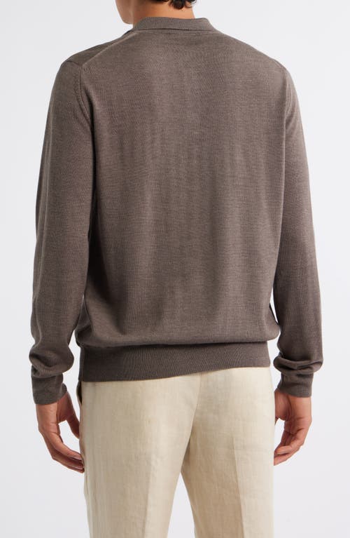 Aurélien Long Sleeve Cashwool® Polo Sweater In Brown