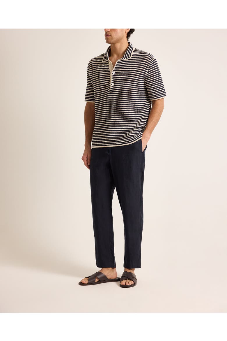 Lowry Classic Fit Crochet Stripe Polo, Main, color, NIGHT IRIS/CASHEW