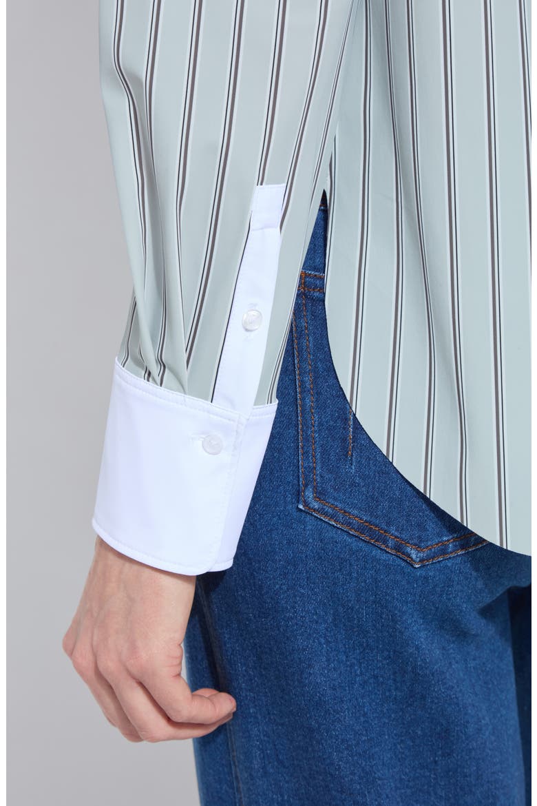 Stripe Button-Up Shirt, Alternate, color, MOON STRP