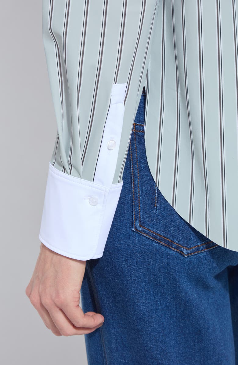 Lysse Stripe Button-Up Shirt, Alternate, color, Moonstone Stripe