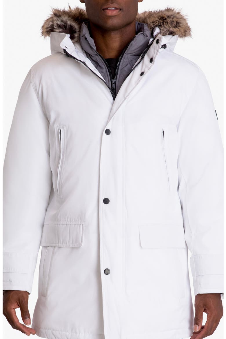 Water Resistant Snorkel Parka with Faux Fur Trim, Main, color, WHITE
