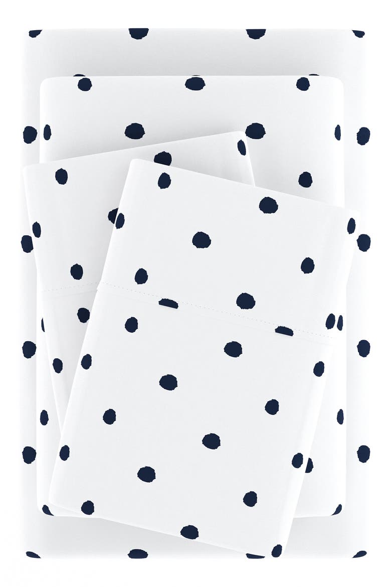 HOME SPUN Premium Ultra Soft Dots Pattern 4-Piece Bed Sheets Set, Alternate, color, NAVY