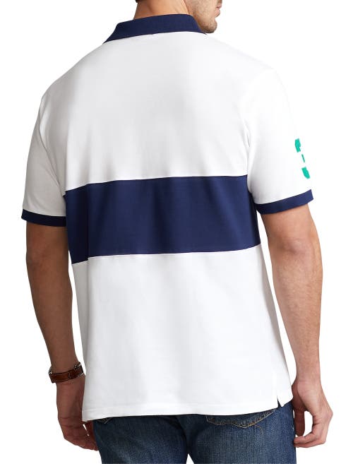 Polo Ralph Lauren Big & Tall Big Pony Mesh Polo Shirt In White Multi