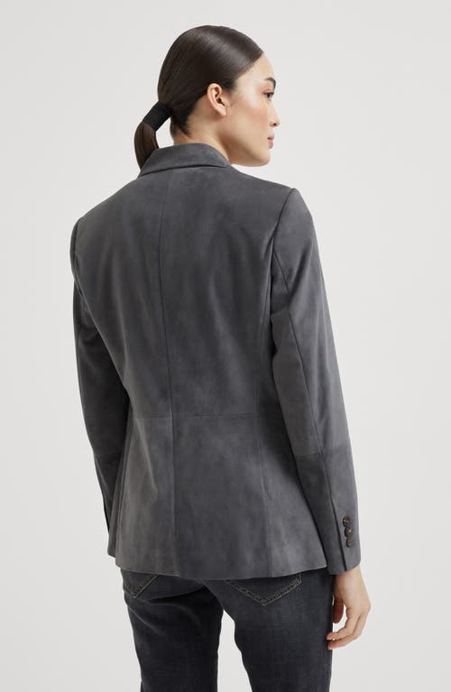 Brunello Cucinelli Suede Single-breasted Blazer In Anthracite
