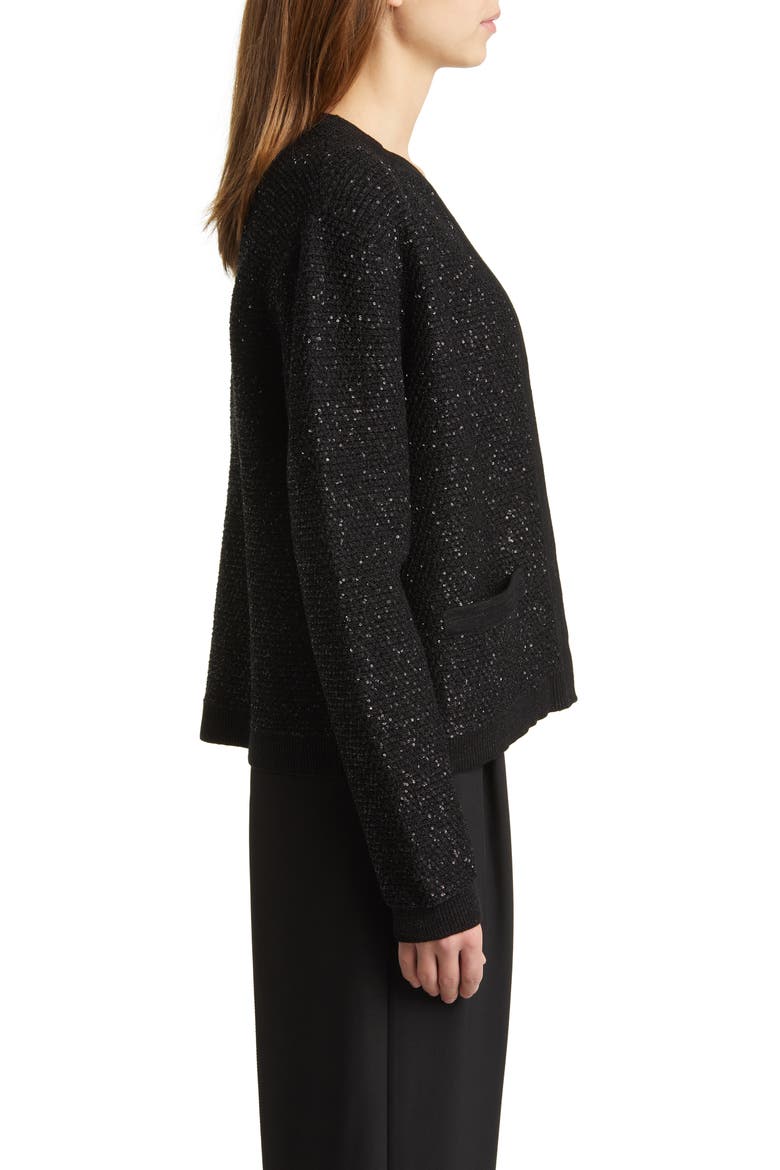 Sequin Sweater Jacket, Alternate, color, BLACK
