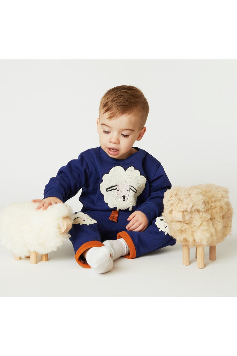 Embroidered Cozy Sheep Baby Sweatshirt, Main, color, Beacone Blue