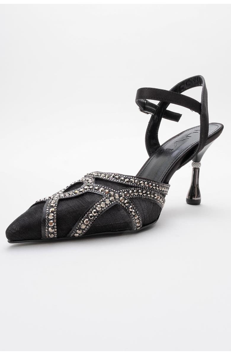 Prologue Shoes Volby Embellished Pointed Toe Pump, Alternate, color, Black Satin