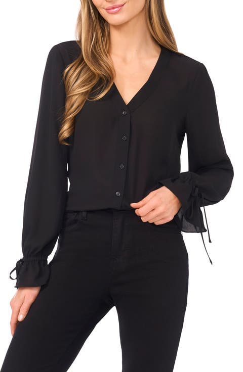 Tie Cuff Button-Up Top