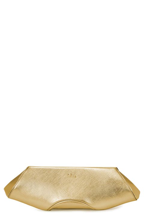 Mini Elizabeth Baguette Metallic Leather Frame Clutch