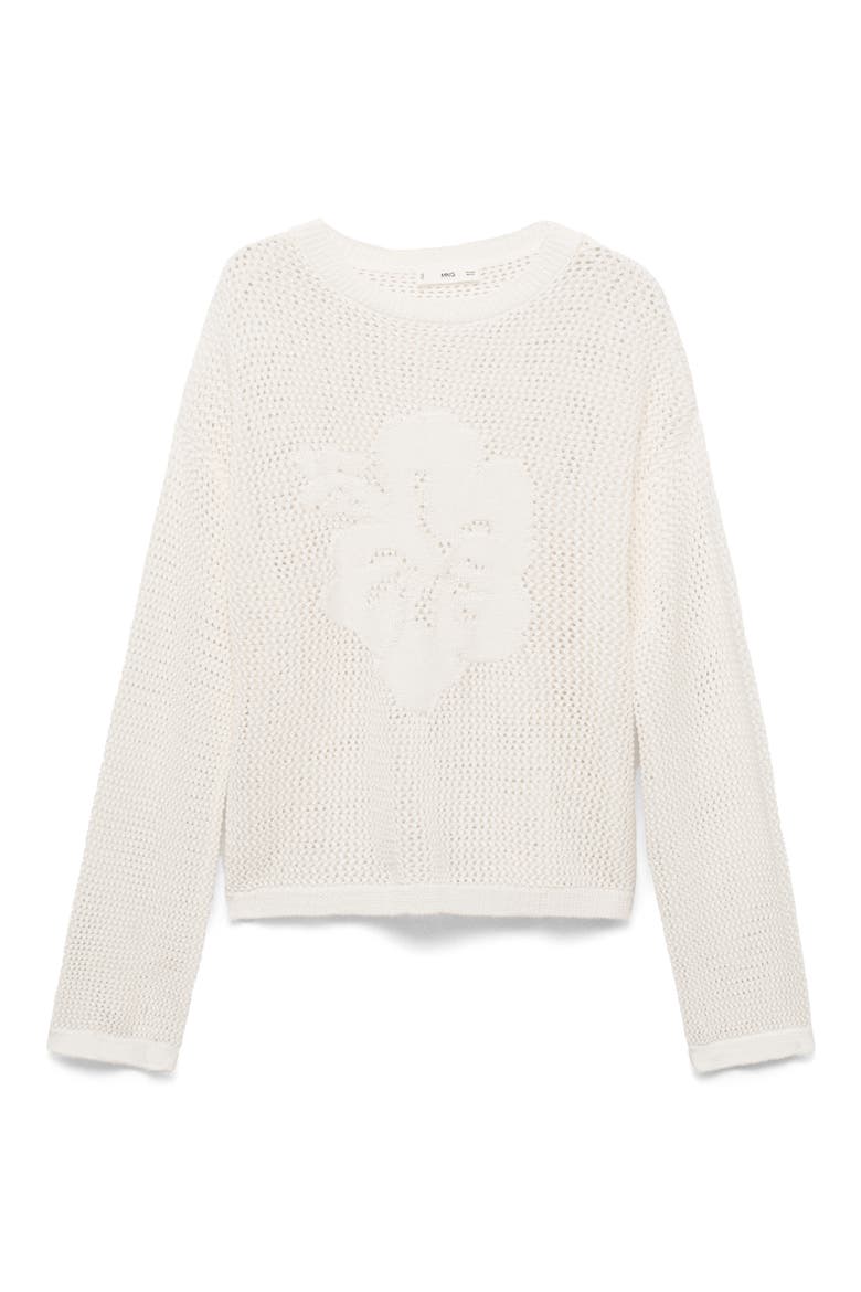 Floral Openwork Sweater, Alternate, color, WHITE