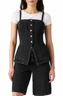 Tailored Denim Bustier Top