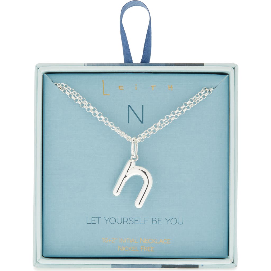Leith Lowercase Initial Bubble Pendant Necklace In Metallic