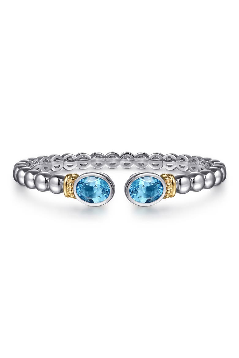Bujukan 14k Gold & Sterling Silver Blue Topaz Bangle, Main, color, STERLING / 14K/ BLUE TOPAZ