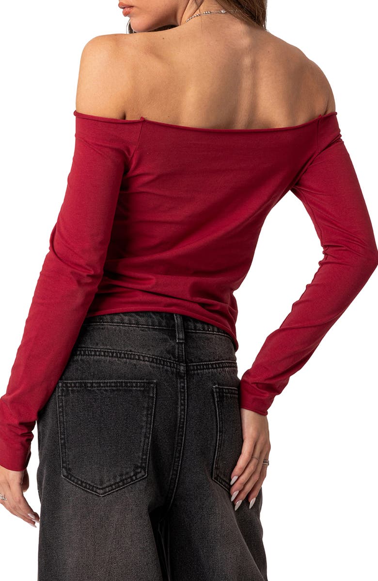 EDIKTED Baldwin Off the Shoulder Top, Alternate, color, Burgundy