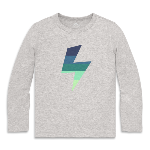 Primary Kids Long Sleeve Tonal Bolt Tee In Gray