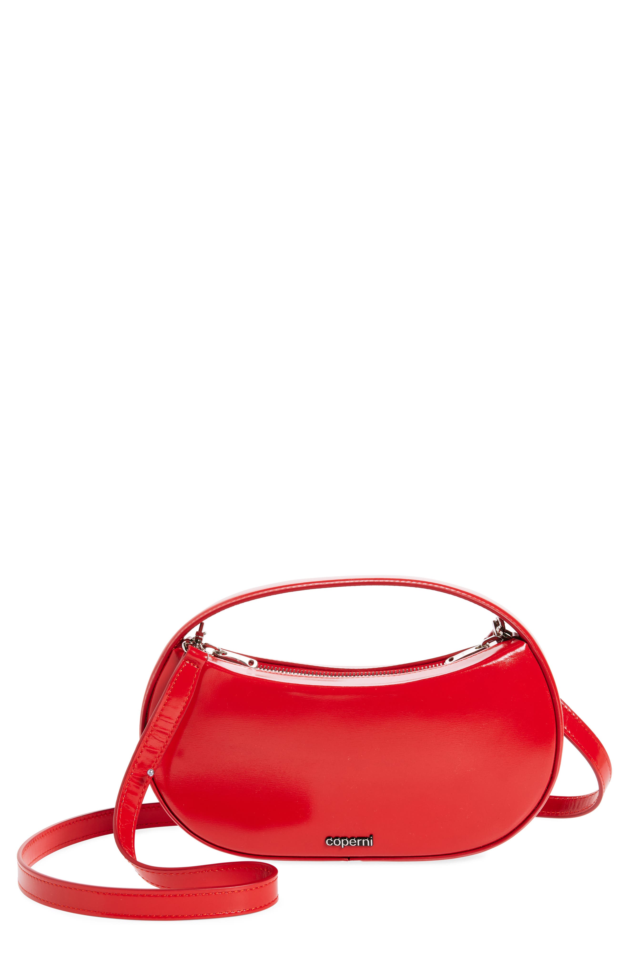 Coperni Small Sound Swipe Patent Leather Top Handle Bag, Main, color, 