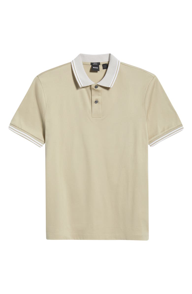 BOSS Phillipson Tipped Cotton Polo, Alternate, color, Open Beige