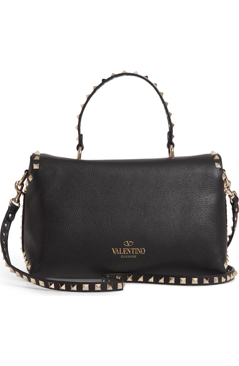 Valentino Garavani Rockstud Leather Top Handle Bag, Alternate, color,