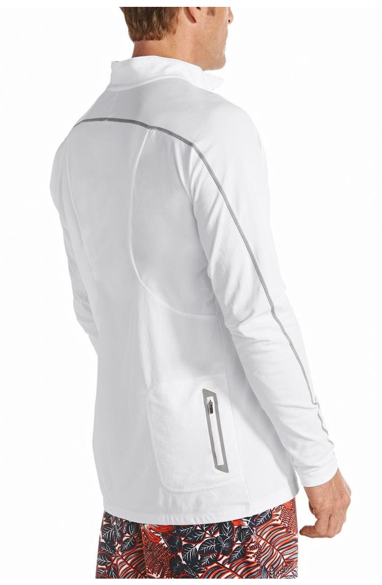Coolibar Men's Zip Rash Guard - UPF 50+ Sun Protection - Nocona, Alternate, color, White