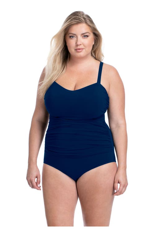 Tutti Frutti Plus Size Sweetheart Neck Shirred One Piece