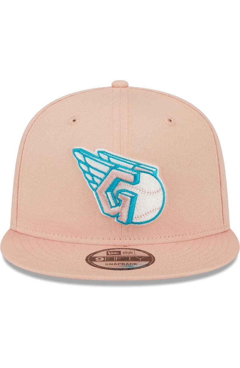 New Era Men's New Era Pink Cleveland Guardians  Sky Aqua Undervisor 9FIFTY Snapback Hat, Alternate, color, 