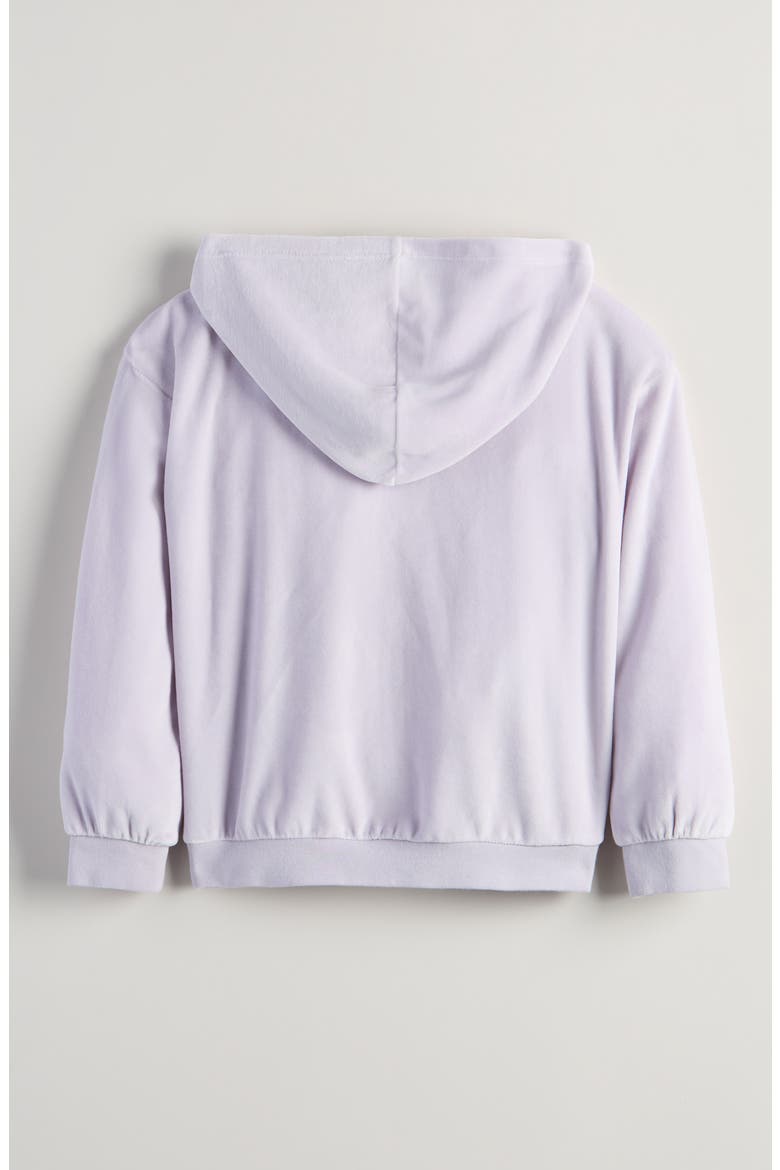 Kids' Bow Embroidered Velour Full Zip Hoodie, Alternate, color, PURPLE PETAL BOW EMB