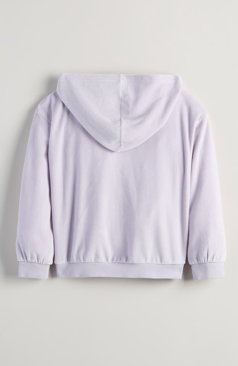 Tucker + Tate Kids' Bow Embroidered Velour Full Zip Hoodie, Alternate, color, Purple Petal Bow Emb