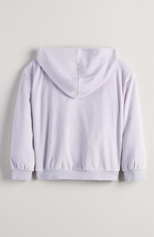 Tucker + Tate Kids' Bow Embroidered Velour Full Zip Hoodie In Purple