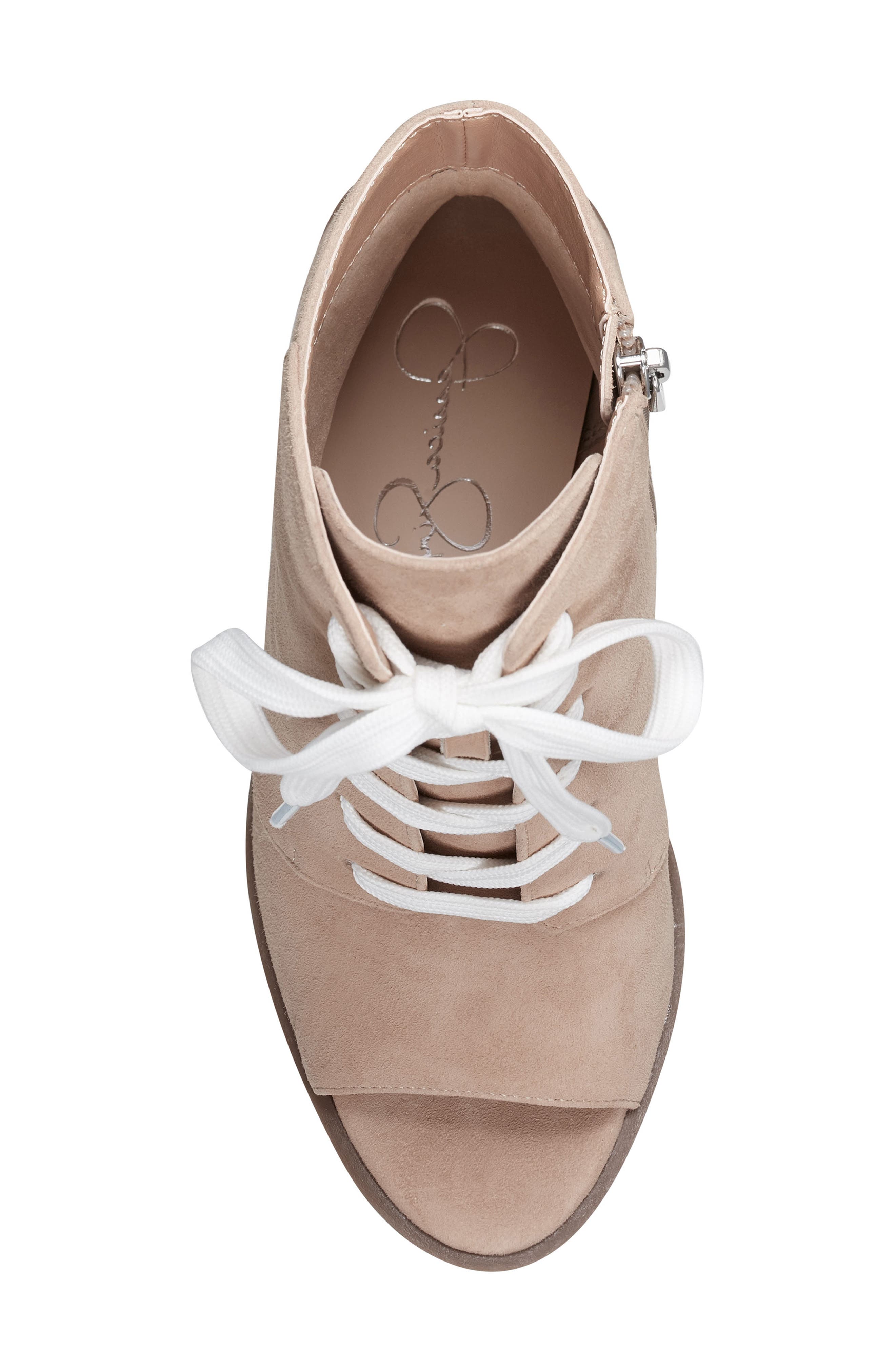 Lizzah Open Toe Platform Bootie, Alternate, color, ALMOND