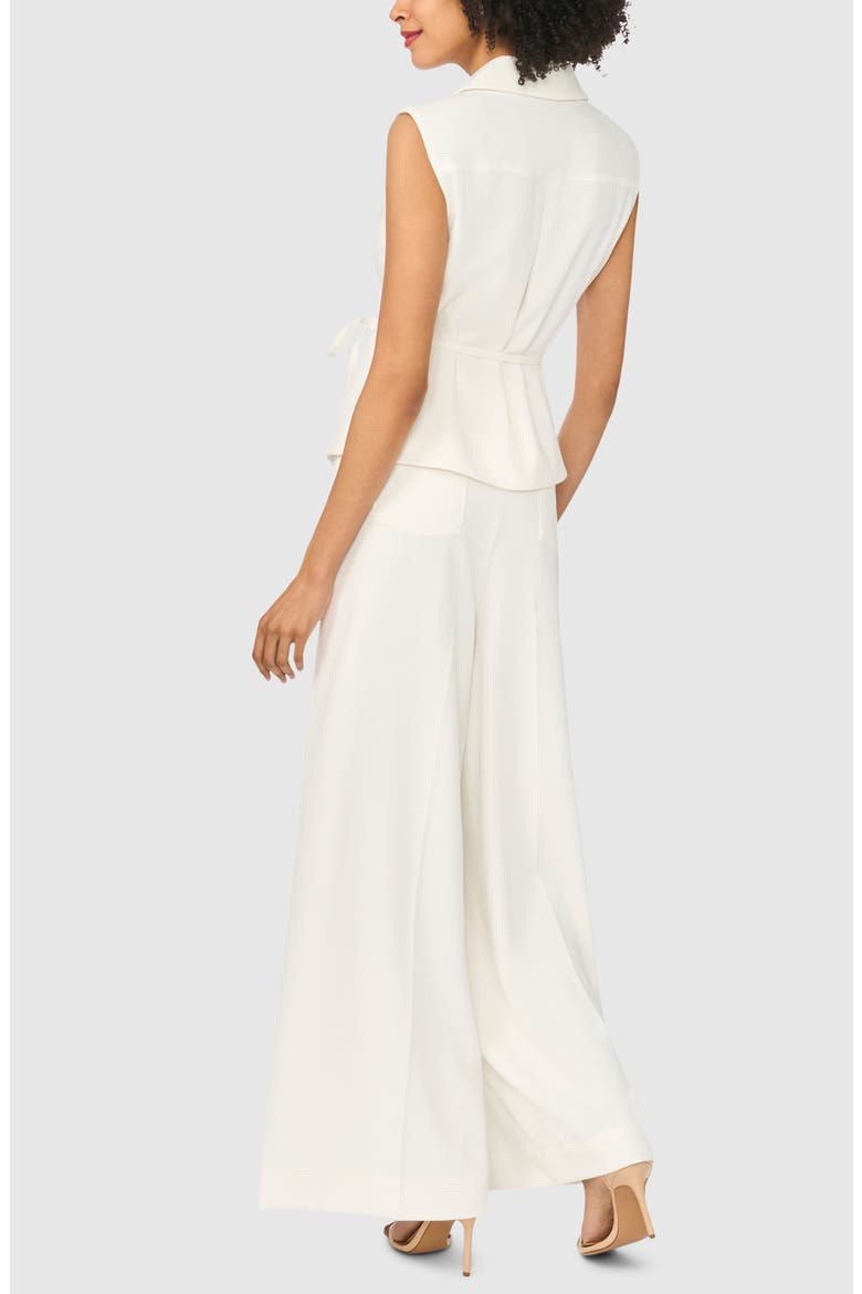 Notch Collar Sleeveless Tie Waist Top, Alternate, color, EGRET