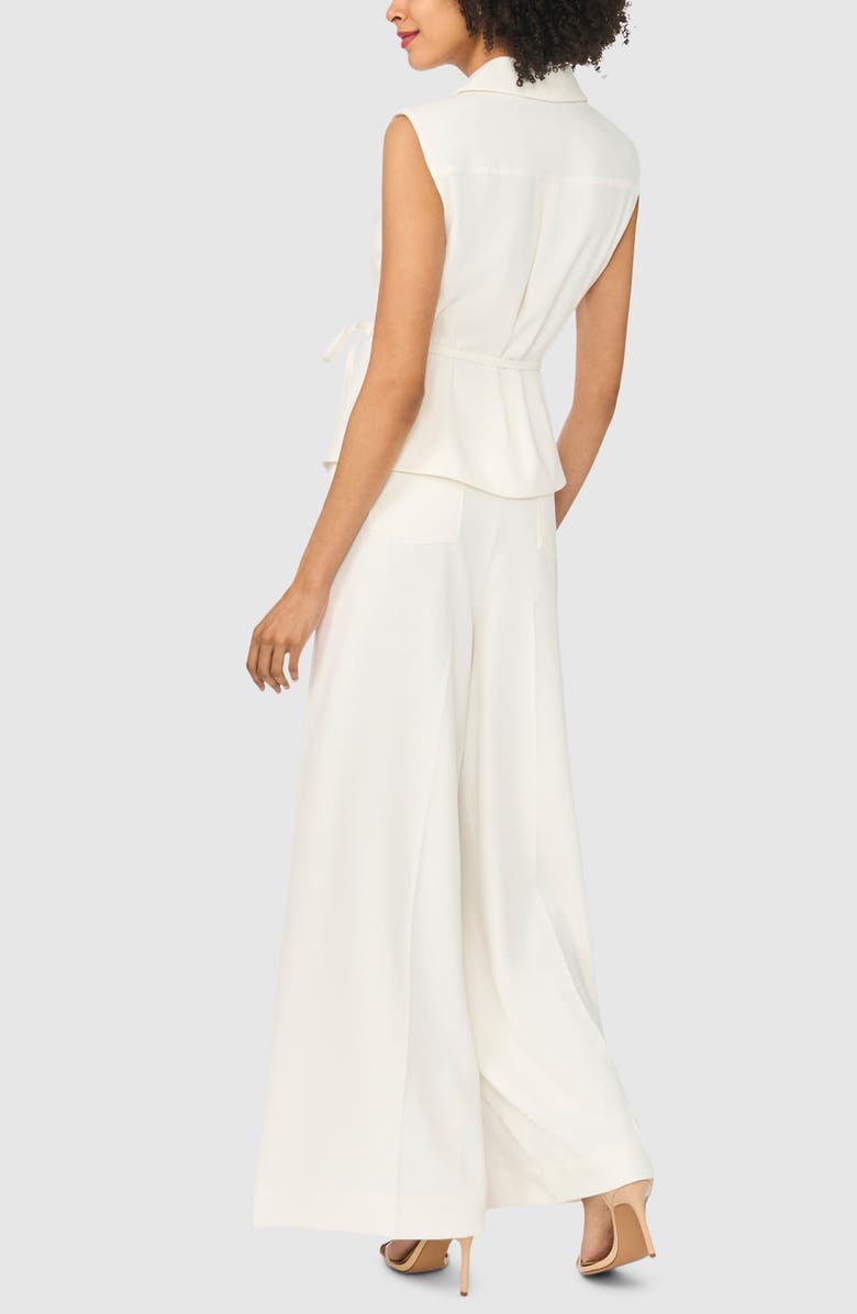 Ted Baker Notch Collar Sleeveless Tie Waist Top, Alternate, color, Egret