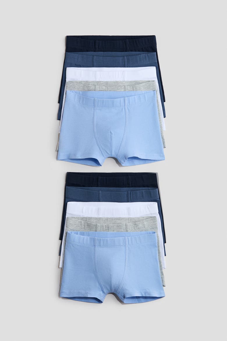 10-pack Cotton Trunks, Main, color, Light blue/light gray melange