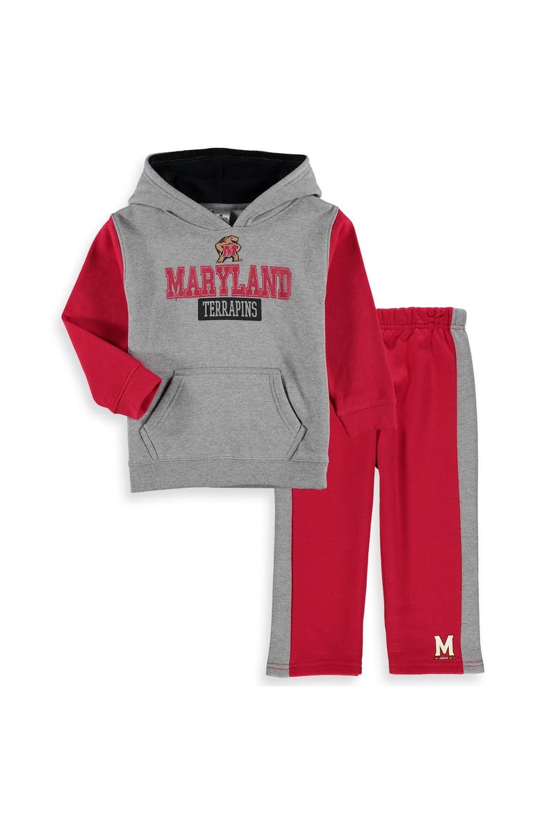 COLOSSEUM Toddler Colosseum Heathered Gray/Red Maryland Terrapins Back To School Fleece Hoodie And Pant Set, Main, color,