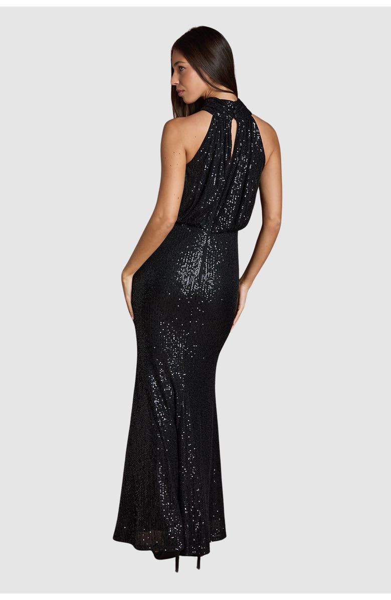 Coast Halterneck Sequin Bridesmaid Maxi Dress, Alternate, color, Black