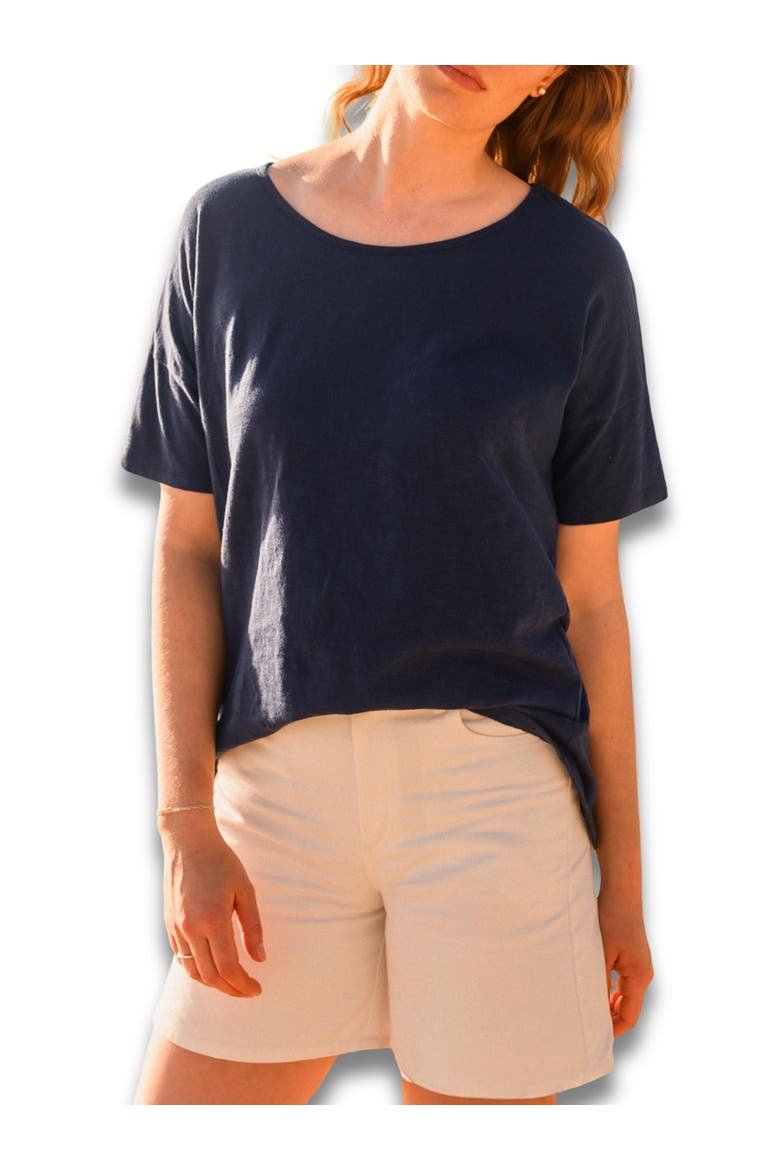Round Neck Boxy Fit T-Shirt, Alternate, color, Dark Navy