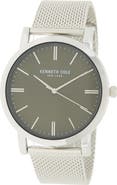 Kenneth Cole KENNETH COLE NEW YORK Men's 3-Hand Green Dial Mesh Bracelet Watch, 43.6mm