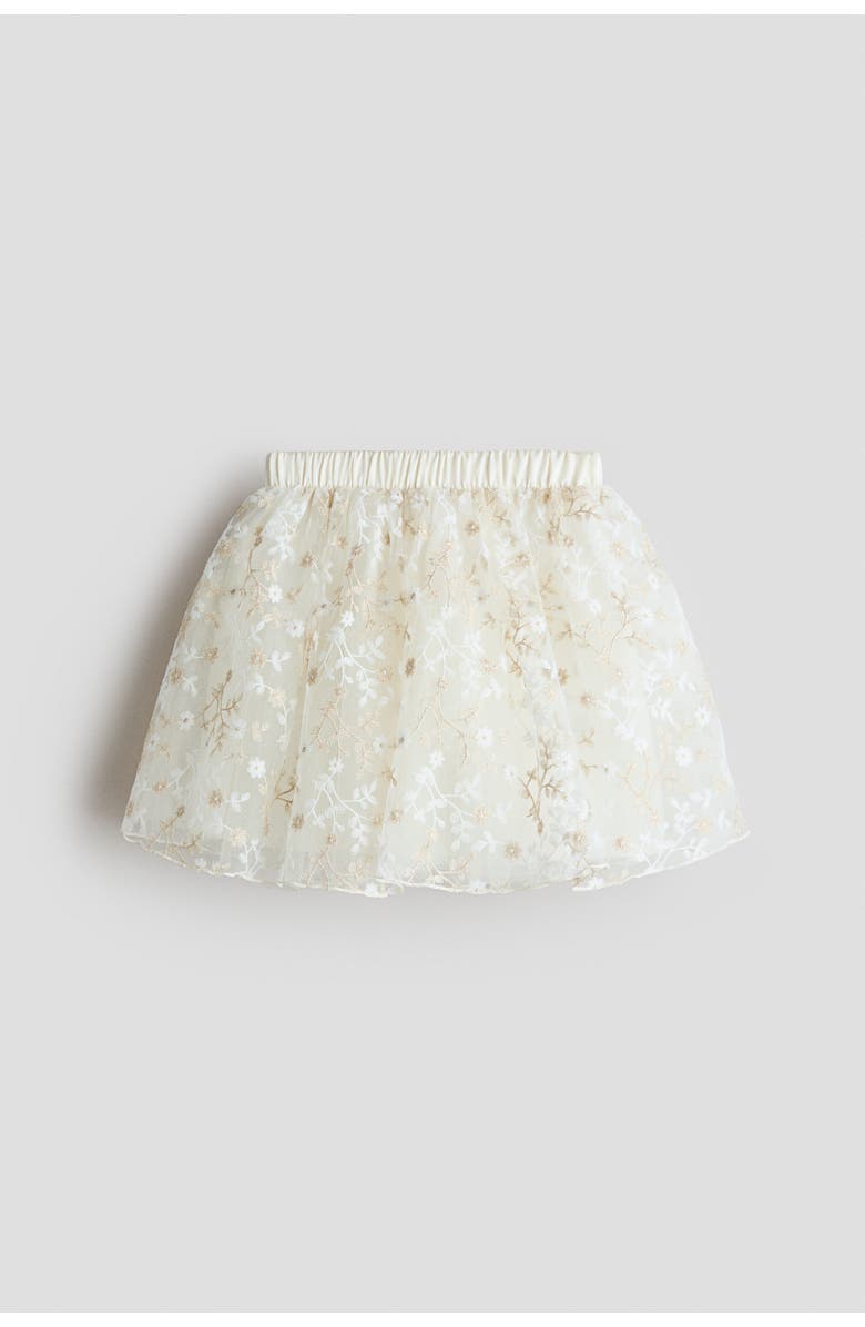 H&M Embroidered Tulle Skirt, Main, color, White/Floral