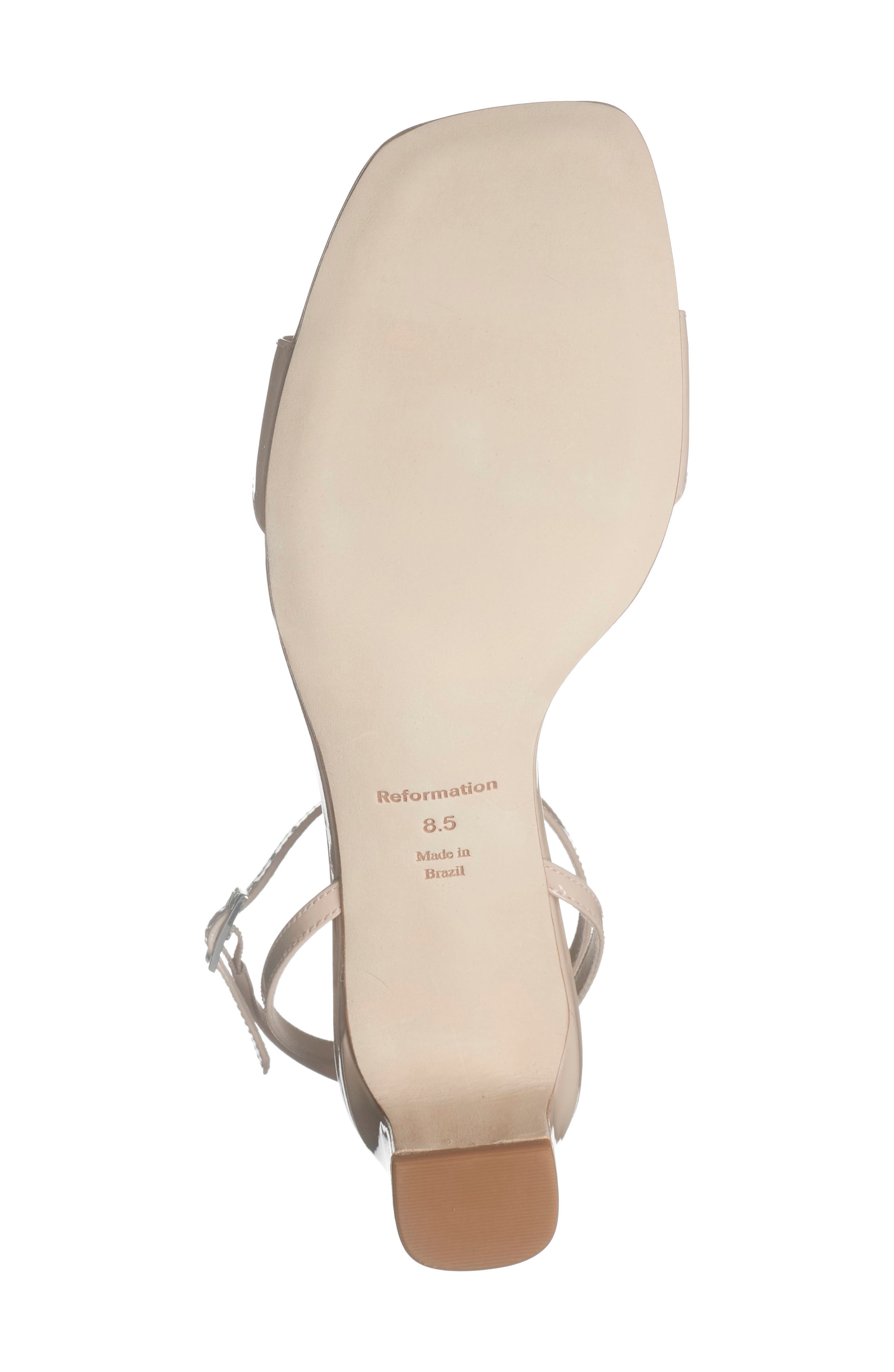 Reformation Sage Ankle Strap Sandal, Alternate, color, Alabaster Patent